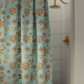 Elegant Robin Egg Blue Festive Copper Snowflakes Douchegordijn