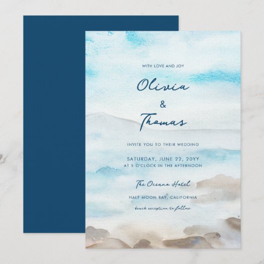 Elegant Rocky Coast Mist Ocean Zee Lake Wedding Kaart (Voorkant / Achterkant)