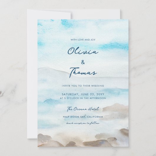 Elegant Rocky Coast Mist Ocean Zee Lake Wedding Kaart (Voorkant)