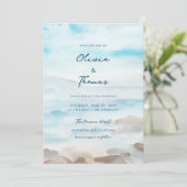 Elegant Rocky Coast Mist Ocean Zee Lake Wedding Kaart (Staand voorkant)