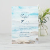 Elegant Rocky Ocean Mist All in One Beach Weddensc Kaart (Staand voorkant)
