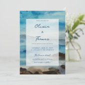 Elegant Rocky Ocean Mist Seot Beach Weddenschap Kaart (Staand voorkant)