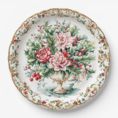 Elegant Rococo Floral and Foliage Holiday Dining  Papieren Bordje (Voorkant)