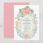 Elegant Rococo Floral Bridal Shower QR code  Kaart (Voorkant / Achterkant)