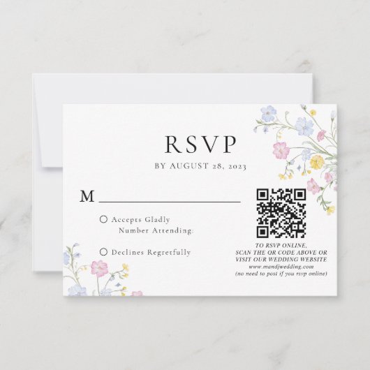 Elegant Rococo Floral Crest Wedding QR Code RSVP Kaartje (Voorkant)