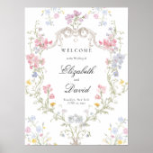 Elegant Rococo Floral Crest Wedding Welcome Poster (Voorkant)
