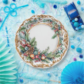 Elegant Rococo Foliage Holiday Dining Papieren Bordje (Feest)