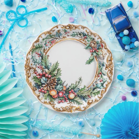 Elegant Rococo Foliage Holiday Dining Papieren Bordje (Feest)