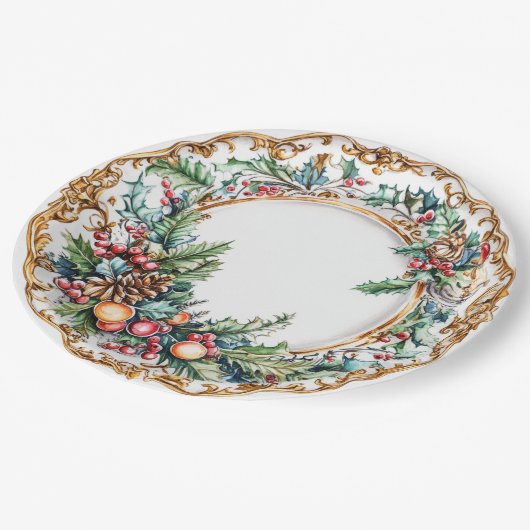 Elegant Rococo Foliage Holiday Dining Papieren Bordje (Gekanteld)
