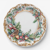 Elegant Rococo Foliage Holiday Dining Papieren Bordje (Voorkant)