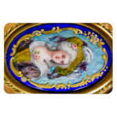 ELEGANT ROCOCO LADY PORTRAIT MET PINKROSES MAGNEET (Horizontaal)