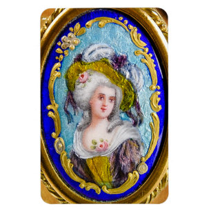 ELEGANT ROCOCO LADY PORTRAIT MET PINKROSES MAGNEET