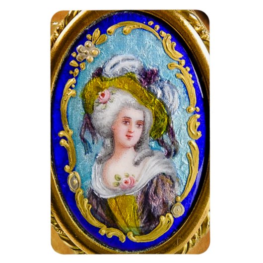 ELEGANT ROCOCO LADY PORTRAIT MET PINKROSES MAGNEET (Verticaal)
