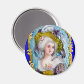 ELEGANT ROCOCO LADY PORTRAIT MET PINKROSES MAGNEET (Voorkant / Achterkant)