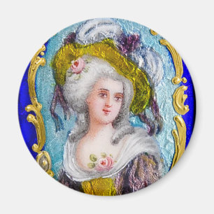 ELEGANT ROCOCO LADY PORTRAIT MET PINKROSES MAGNEET