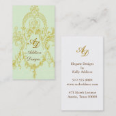Elegant Rococo Lijst Gold en groene Visitekaartjes (Voorkant / Achterkant)