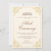 Elegant Rococo Monogram Gouden Crème Nikah Ceremon Kaart (Voorkant)
