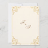 Elegant Rococo Monogram Gouden Crème Nikah Ceremon Kaart (Achterkant)