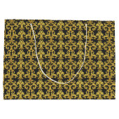 Elegant Rococo Revival Gold & Charcoal Baroque Groot Cadeauzakje (Achterkant)