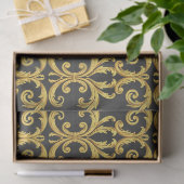 Elegant Rococo Revival Gold & Charcoal Baroque Tissuepapier (Geschenk)