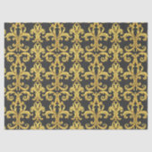 Elegant Rococo Revival Gold & Charcoal Baroque Tissuepapier (Voorkant)