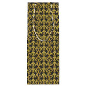 Elegant Rococo Revival Gold & Charcoal Baroque Wijn Cadeautas (Achterkant)