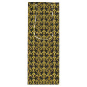 Elegant Rococo Revival Gold & Charcoal Baroque Wijn Cadeautas (Voorkant)