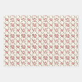 Elegant Rococo Revival Pink Floral & Beige Lattice Inpakpapier Vel (Voorkant 3)
