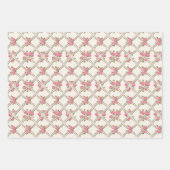 Elegant Rococo Revival Pink Floral & Beige Lattice Inpakpapier Vel (Voorkant)