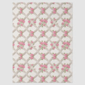 Elegant Rococo Revival Pink Floral & Beige Lattice Tissuepapier (Voorkant)