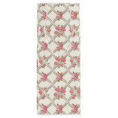 Elegant Rococo Revival Pink Floral & Beige Lattice Wijn Cadeautas (Achterkant)