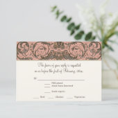 Elegant  Rococo Shell w Blush n Gold RSVP (Staand voorkant)