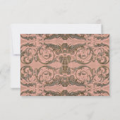 Elegant  Rococo Shell w Blush n Gold RSVP Kaartje (Achterkant)