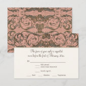 Elegant  Rococo Shell w Blush n Gold RSVP Kaartje (Voorkant / Achterkant)