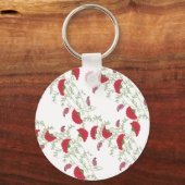 Elegant Rode Bloem Motief Worp Sleutelhanger (Voorkant)