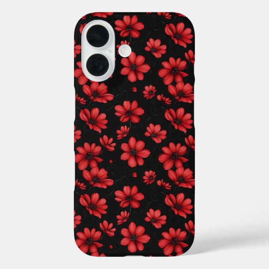Elegant rode bloem patroon Case-Mate iPhone case (Achterkant)