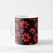 Elegant rode bloem patroon koffiemok (Voorkant links)