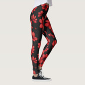 Elegant rode bloem patroon leggings (Rechts)