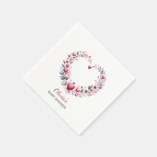 Elegant Rode Bloemen Hart Baby shower Servet (Hoek)