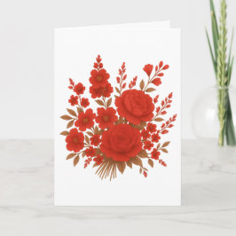 Elegant Rode Bloemige Romantisch Rozen Boeket Ontw Aankondiging