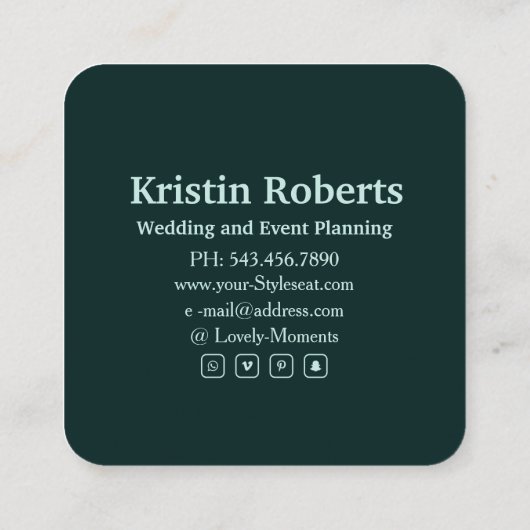 Elegant-rode-bloeshop Vierkante Visitekaartje (Achterkant)