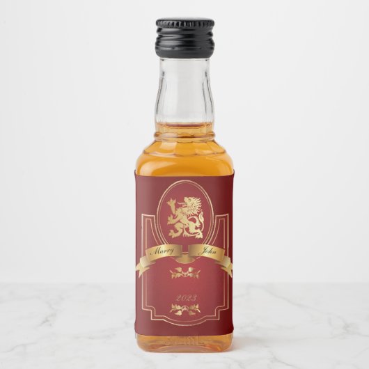 Elegant rode bruiloft likeurfles etiket (Voorkant)