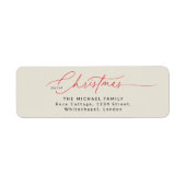 Elegant Rode Calligrafie Kerst Retouradres Etiket (Voorkant)