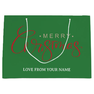 Elegant Rode Calligrafie Prettig Kerstfeest Groot Cadeauzakje