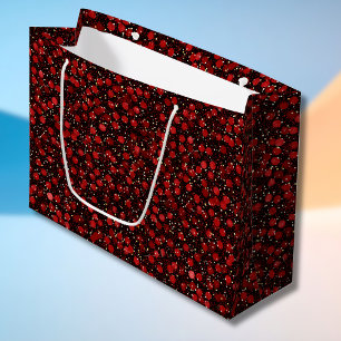 Elegant Rode Confetti op Zwarte Glitter Stijl Groot Cadeauzakje