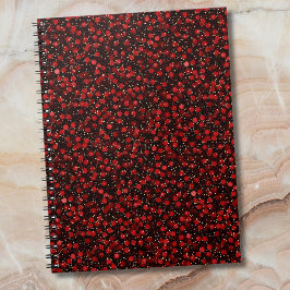 Elegant Rode Confetti op Zwarte Glitter Stijl Notitieboek