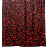 Elegant rode confetti op zwarte glitters stijl douchegordijn (Voorkant)