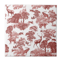 Elegant Rode Deer Toile Seamless Tegeltje