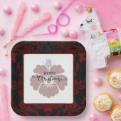 Elegant rode demper, aangepast voor kerstmis Borde Papieren Bordje (Feest)