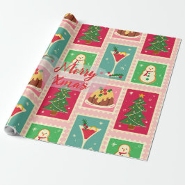 Elegant Rode en Gouden Festive Kerstcadeau Cadeaupapier